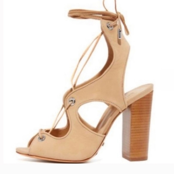 New Schutz Hollie Lace Up Stacked Chunky Heels - Picture 2 of 7